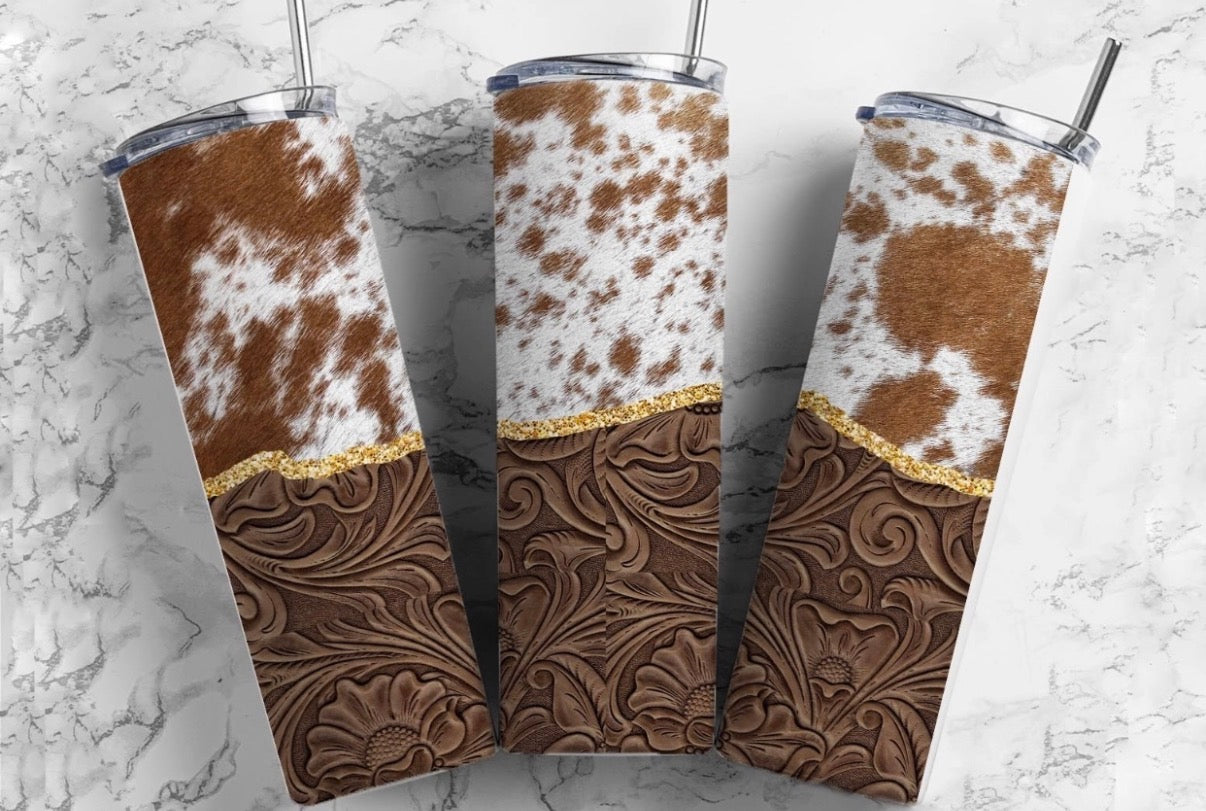 Brown Cowhide Tumbler