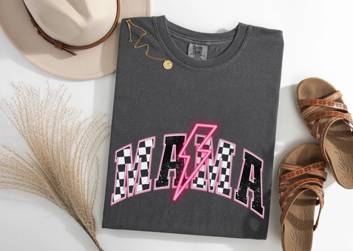Mama Rocks Checkered Graphic Tee